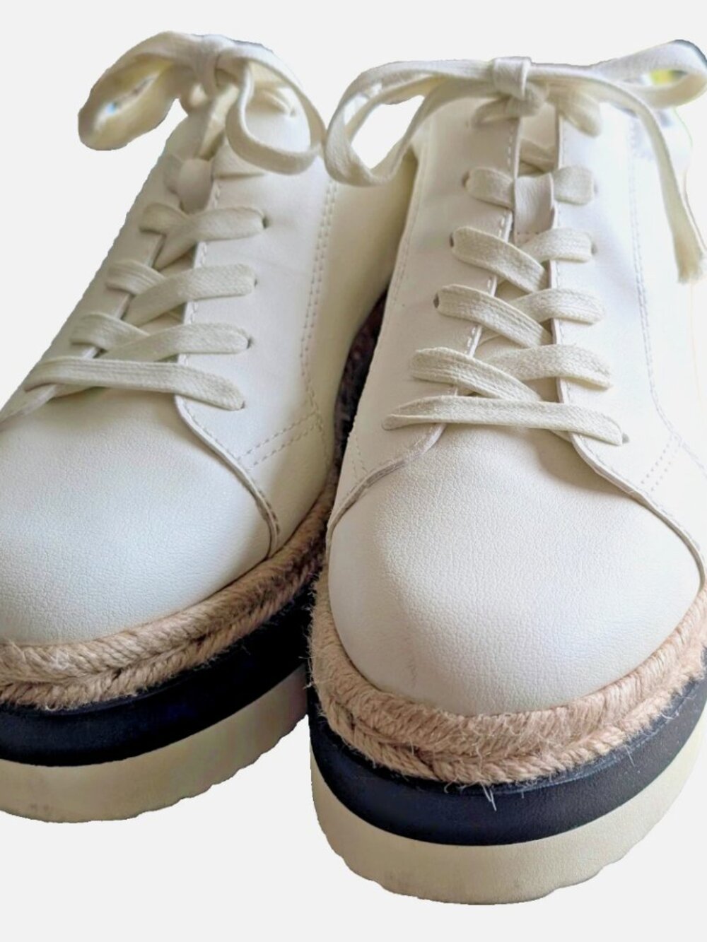 Steve Madden Women's White Espadrille Leather Platform Lace Up Sneaker Shoe 10